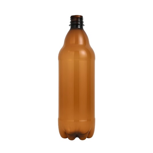 Garrafa PET 1L Âmbar Shortneck