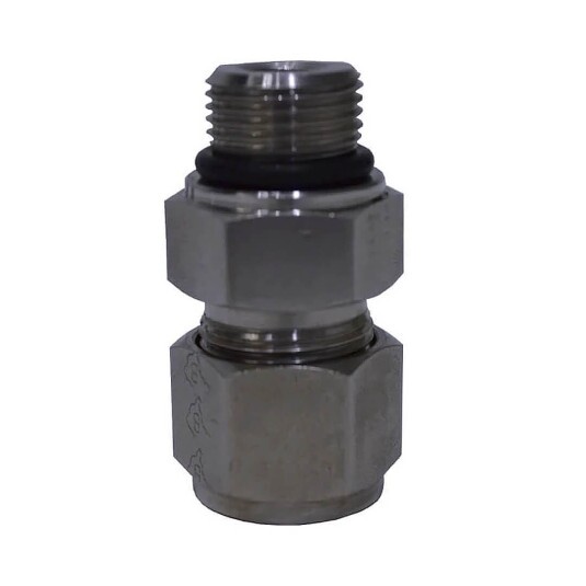 Conector Macho Dupla Anilha Inox 3/8” OD x 1/2"