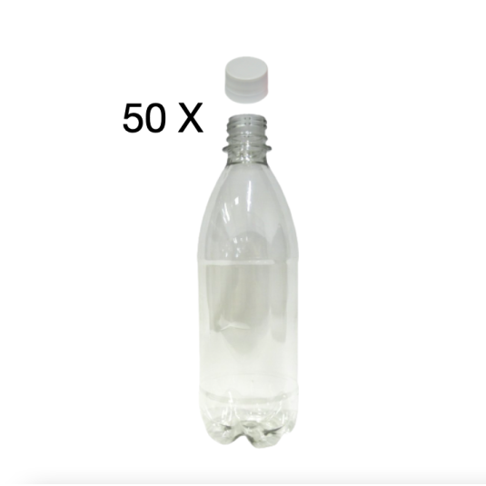 50 garrafa pet 500 ml tampa branca