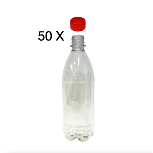 50 garrafas pet cristal com tampa vermelha