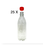 25 garrafas pet 500 ml com tampa vermelha