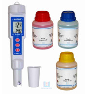 Kit Calibração Medidor PH com Medidor de PH KR21 e Soluções PH 4, 7 e 10