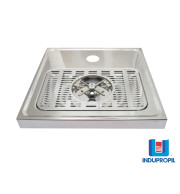 Bandeja Pingadeira em Inox com Gela Copos - 400mm x 400mm x 40mm