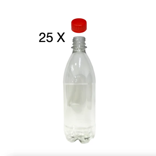 25 garrafas pet 500 ml com tampa vermelha