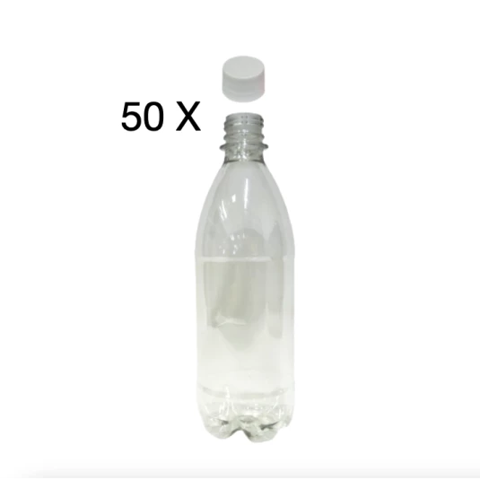 50 garrafa pet 500 ml tampa branca
