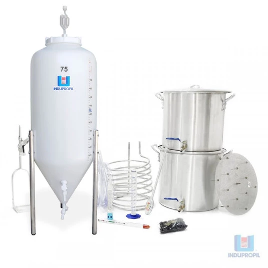 Kit Cervejeiro 2 Caldeirões com Fermentador Cônico 60 Lt