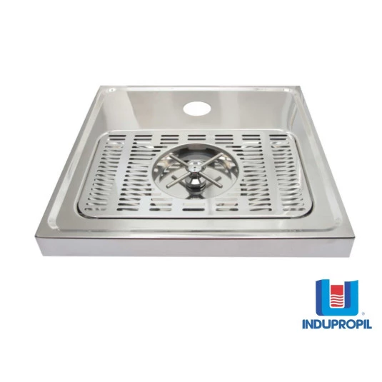 Bandeja Pingadeira em Inox com Gela Copos - 400mm x 400mm x 40mm