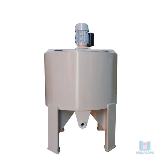 Tanque Mistura de Detergentes 150 Lts PP Bege Agitador Cowles e Inversor Fundo Cônico
