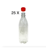 25 garrafas pet 500 ml com tampa vermelha