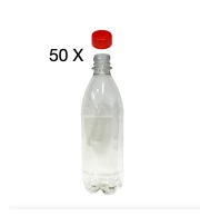 50 garrafas pet cristal com tampa vermelha